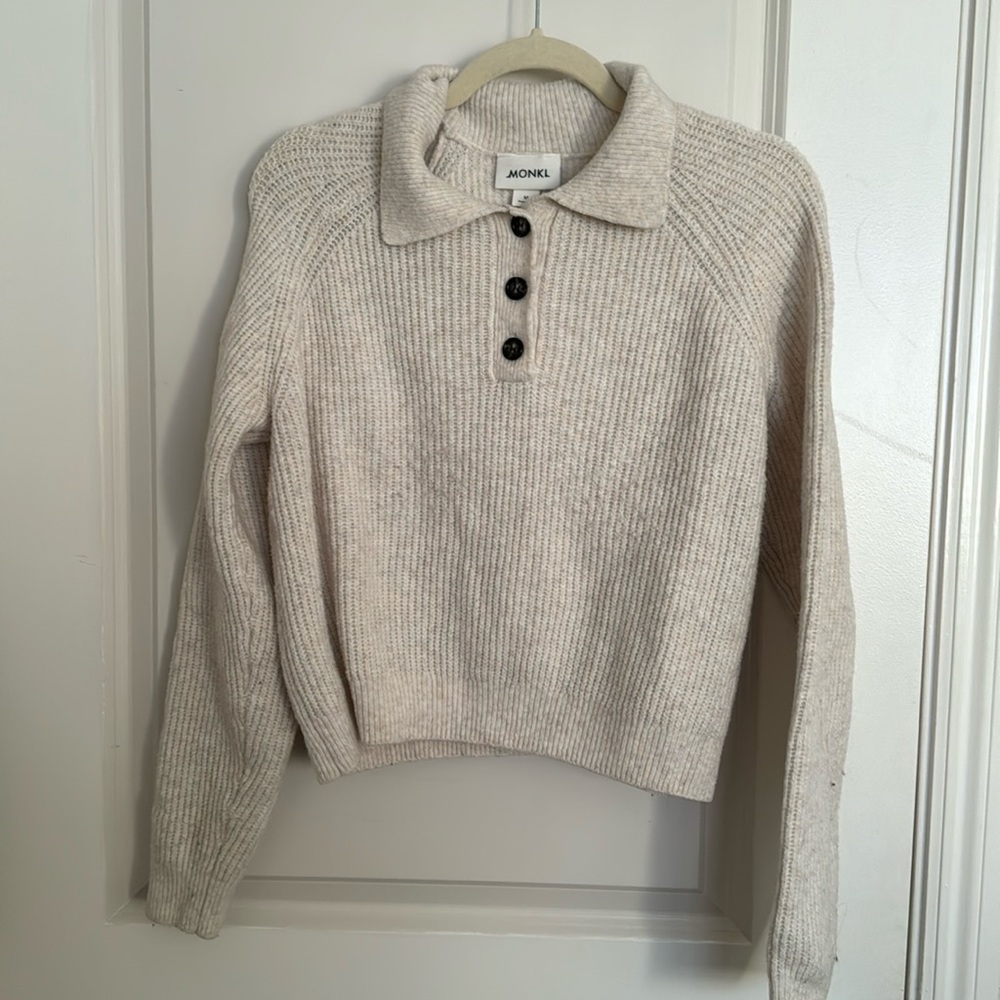 Monki polo collar light beige sweater